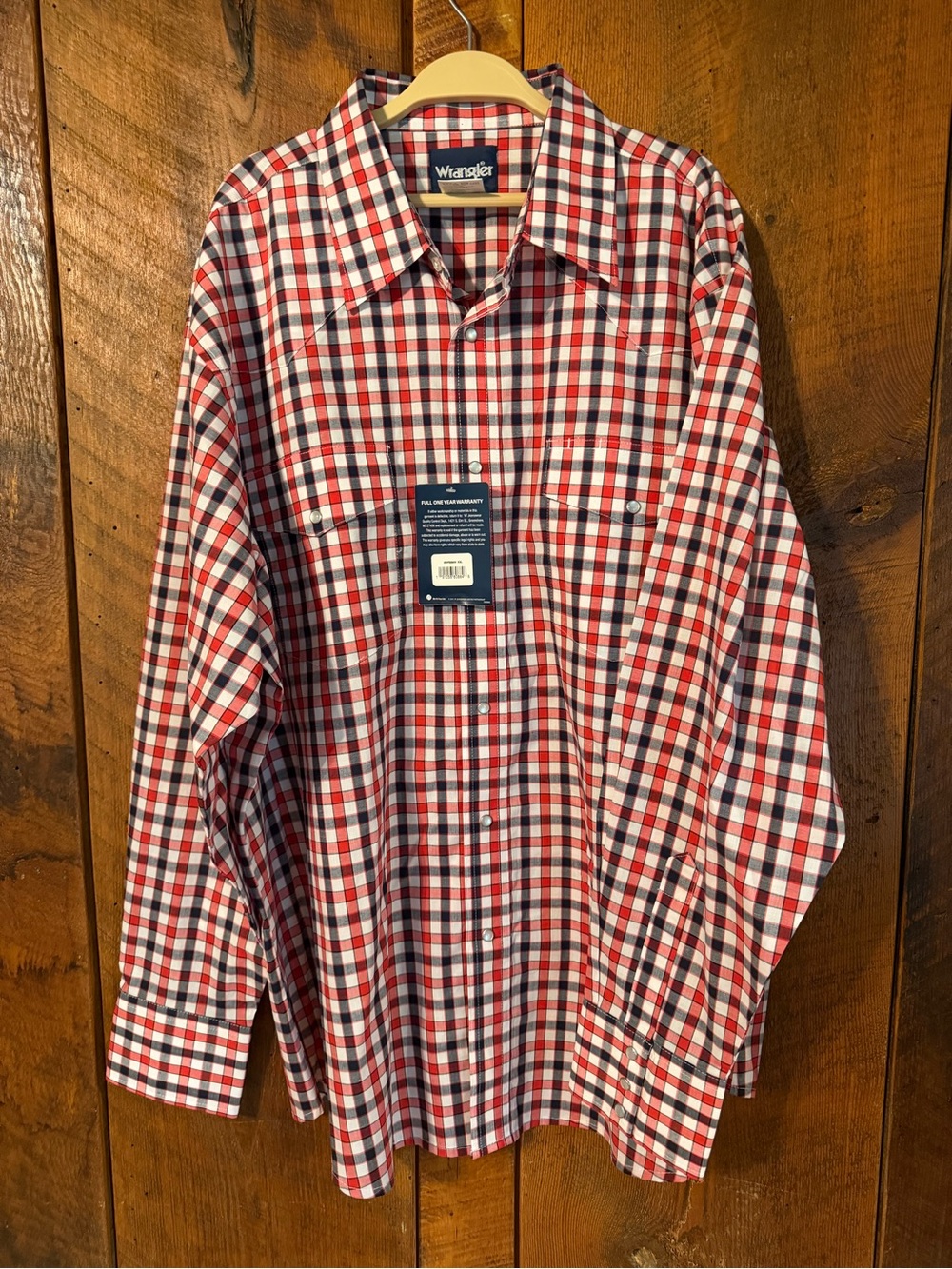NWT Wrangler Long Sleeve Plaid Button Up Dress Shirt Size XXL Western Rodeo